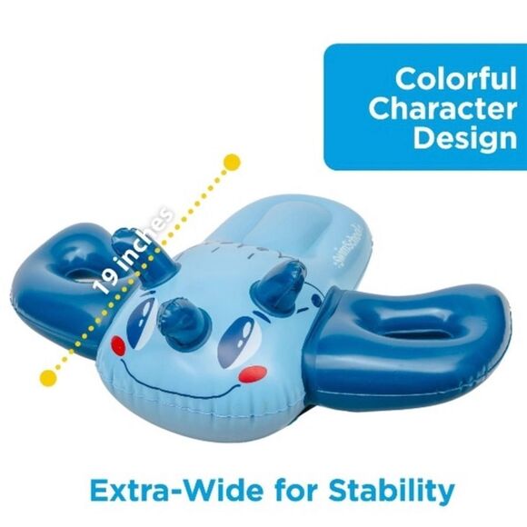 SwimSchool - Inflatable Blue Dino Pool Float, Kids Swimming Kickboard, Ages 5+ - Picture 4 of 10